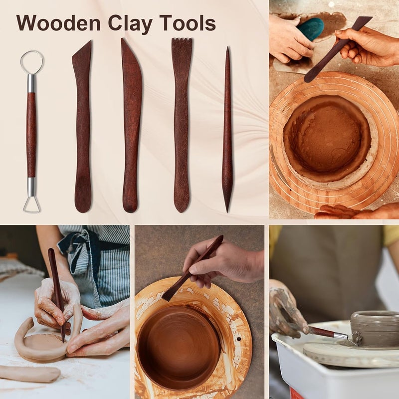 Amrules Clay Tools Kit, 43 PCS Red Pottery Tools, Practical Polymer Clay Sculpting Tools Kit, Air Dry Clay Tools Set for Adults, Pottery Craft, Dotting, Carving, Drawing, Molding, Modeling, Shaping - Image 3
